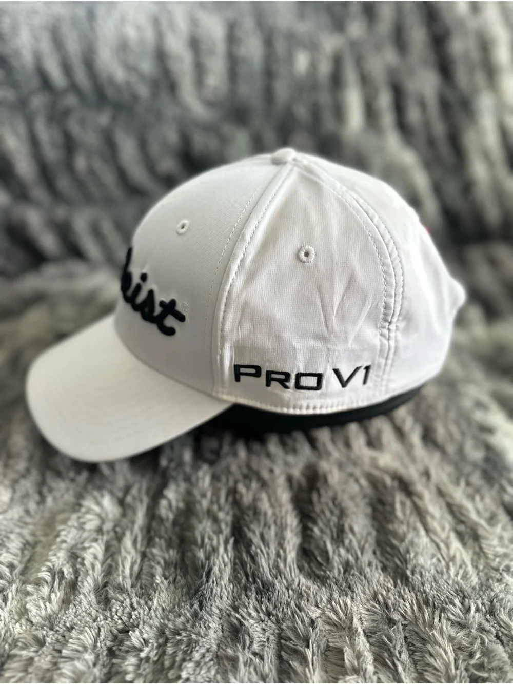 Titleist White Cap with Black Script Logo